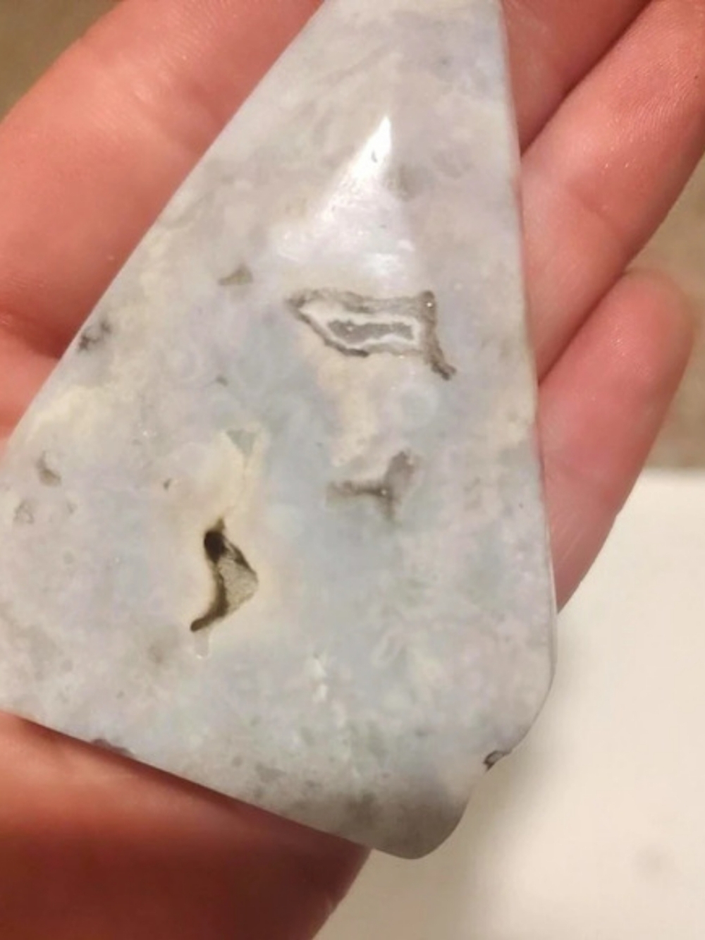 Polished White Stone Triangle